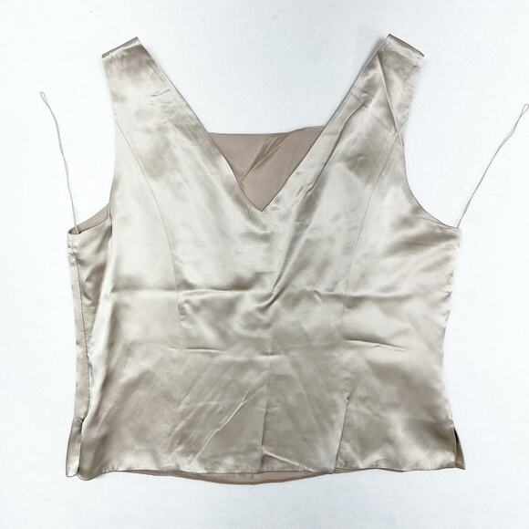 Vtg Adrianna Papell Shell Tank Tunic 100% silk sleeveless Beige Women's Medium - Picture 10 of 16